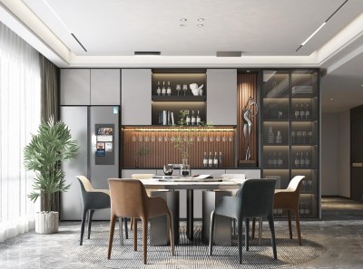 现代餐厅3D模型下载